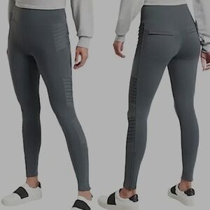 ATHLETA Delancey Moto Style Leggings Gray Zipper Bottom small Petit